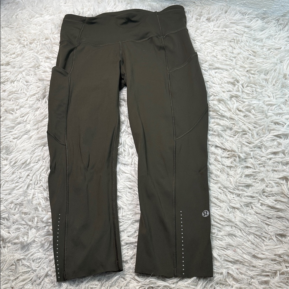 Lululemon Fast & Free Crop II *Nulux 19" Dark Olive